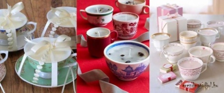 Gyertyatartó teáscsészéből Gyertyatartó teáscsészéből